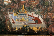 THAILAND, Bangkok, GRAND PALACE (Wat Phra Keo), murals of Ramakien stories, THA2384JPL