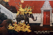 THAILAND, Bangkok, GRAND PALACE (Wat Phra Keo), murals of Ramakien stories, THA2389JPL