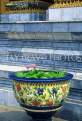 THAILAND, Bangkok, GRAND PALACE (Wat Phra Keo) complex, large pottery with water lily, THA995JPL