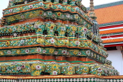 THAILAND, Bangkok, WAT PHO, detail of tile encrusted decorations on chedis, THA2730JPL