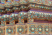 THAILAND, Bangkok, WAT PHO, detail of tile encrusted decorations on chedis, THA2734JPL