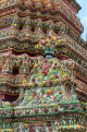 THAILAND, Bangkok, WAT PHO, detail of tile encrusted decorations on chedis, THA2738JPL