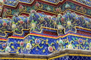 THAILAND, Bangkok, WAT PHO, detail of tile encrusted decorations on chedis, THA2740JPL