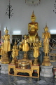 THAILAND, Bangkok, WAT PHO, shrine room with standing Buddha statues, THA2856JPL