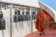 THAILAND, Bangkok, WAT SAKET (Golden Mount Temple), prayer bells and monk, THA3316JPL