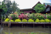 THAILAND, Bangkok, city klongs (canals), canalside house and flower garden, THA1818JPL