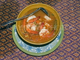 THAILAND, Bangkok, food, bowl of geng som shrimp curry soup, THA2203JPL