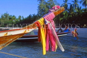 THAILAND, Ko Samui Island, good luck decorations on fishing boat, THA1919JPL