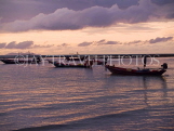 THAILAND, Koh Phangan Island, sunset, longtail boats moored at sea, THA2030JPL