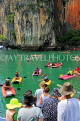 THAILAND, Phang Nga Bay, Panak Island, sea canoes for tourists to explore caves,, THA4262JPL