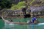 THAILAND, Phang Nga Bay, limestone islands, longtail tour boat, THA4327JPL