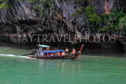 THAILAND, Phang Nga Bay, limestone islands, longtail tour boat, THA4329JPL