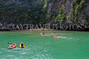 THAILAND, Phang Nga Bay, limestone islands, small beach, sea canoes,THA4338JPL