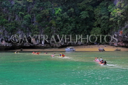 THAILAND, Phang Nga Bay, limestone islands, small beach, sea canoes,THA4339JPL