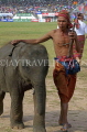THAILAND, Surin, mahout with baby elephant, THA2113JPL