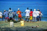 TOBAGO, Great Courtland Bay, fishermen dragging in nets, CAR949JPL