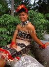 TONGA, Tongan woman in national dress, posing, TON146JPL
