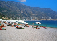 TURKEY, Fethiye area, Olu Deniz, beach and sunbathers, TUR313JPL