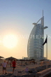 UAE, DUBAI, Burj al Arab Hotel and beach, dusk sunset view, UAE373JPL