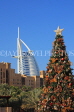 UAE, DUBAI, Madinat Jumeirah, Burj al Arab Hotel and Christmas tree, UAE396JPL