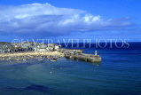 UK, Cornwall, ST IVES, town panoramic view and harbour, UK5190JPL