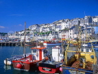 UK, Devon, BRIXHAM, town centre, fishing harbour and boats, DEV379JPL