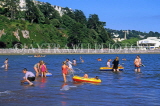 UK, Devon, TORQUAY, Abbey Sands, children playing in sea, DEV462JPL