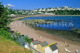 UK, Devon, TORQUAY, Corbyn Sands and beach huts, DEV455JPL