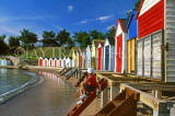 UK, Devon, TORQUAY, Corbyn Sands and beach huts, DEV456JPL