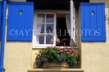UK, Devon, TORQUAY, house window and flowerpots, DEV522JPL