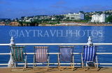 UK, Devon, TORQUAY, promenade with deckchais and view across to Corbyn Sands, DEV472JPL