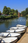 UK, Kent, TONBRIDGE, River Medway and rowing boats moored, UK13266JPL