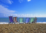UK, Sussex, BRIGHTON, beach and deckchairs, UK5231JPL