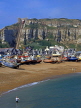 UK, Sussex, HASTINGS, Fishermen's Beach, boats and East Cliffs, HAS17JPL