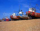 UK, Sussex, HASTINGS, Fishermen's Beach, fishing boats lined up by The Stade, HAS34JPL