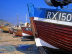 UK, Sussex, HASTINGS, Fishermen's Beach, fishing boats lined up by The Stade, HAS40JPL