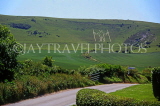 UK, Sussex, South Downs, 'Long Man' of Wilmington, and country lane, UK5638JPL