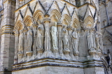 UK, Wiltshire, SALISBURY, Salisbury Cathedral, statues of saints on facade, UK8208JPL