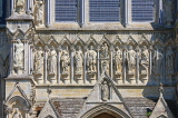 UK, Wiltshire, SALISBURY, Salisbury Cathedral, statues of saints on facade, UK8300JPL
