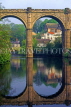 UK, Yorkshire, Knaresborough, River Nidd and railway bridge, UK5084JPL