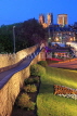 UK, Yorkshire, YORK, City Walls and York Minster, night view, UK2528JPL