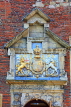UK, Yorkshire, YORK, King's Manor entrance, coat of arms of Charles I, University of York, UK3297JPL