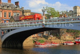 UK, Yorkshire, YORK, Lendal Bridge over River Ouse, tour bus and boats, UK9931JPL