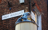 UK, Yorkshire, YORK, Petergate, Goddess Minerva sculpture, UK3077JPL