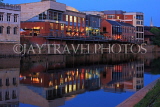 UK, Yorkshire, YORK, River Ouse, riverside bars and restaurants, night view, UK3229JPL
