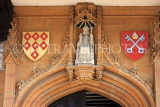 UK, Yorkshire, YORK, St Williams College, Heraldic shields, statue of Archbishop Fitzherbert, UK3206JPL