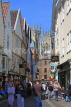 UK, Yorkshire, YORK, shopping street scene with York Minster in background, UK3273JPL