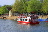 UK, Yorkshire, YORK, sightseeing boat on River Ouse, and Marygate Tower, UK9927JPL