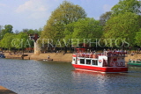UK, Yorkshire, YORK, sightseeing boat on River Ouse, and Marygate Tower, UK9928JPL