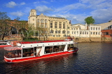 UK, Yorkshire, YORK, sightseeing boat on River Ouse, and The Guildhall, UK3081JPL